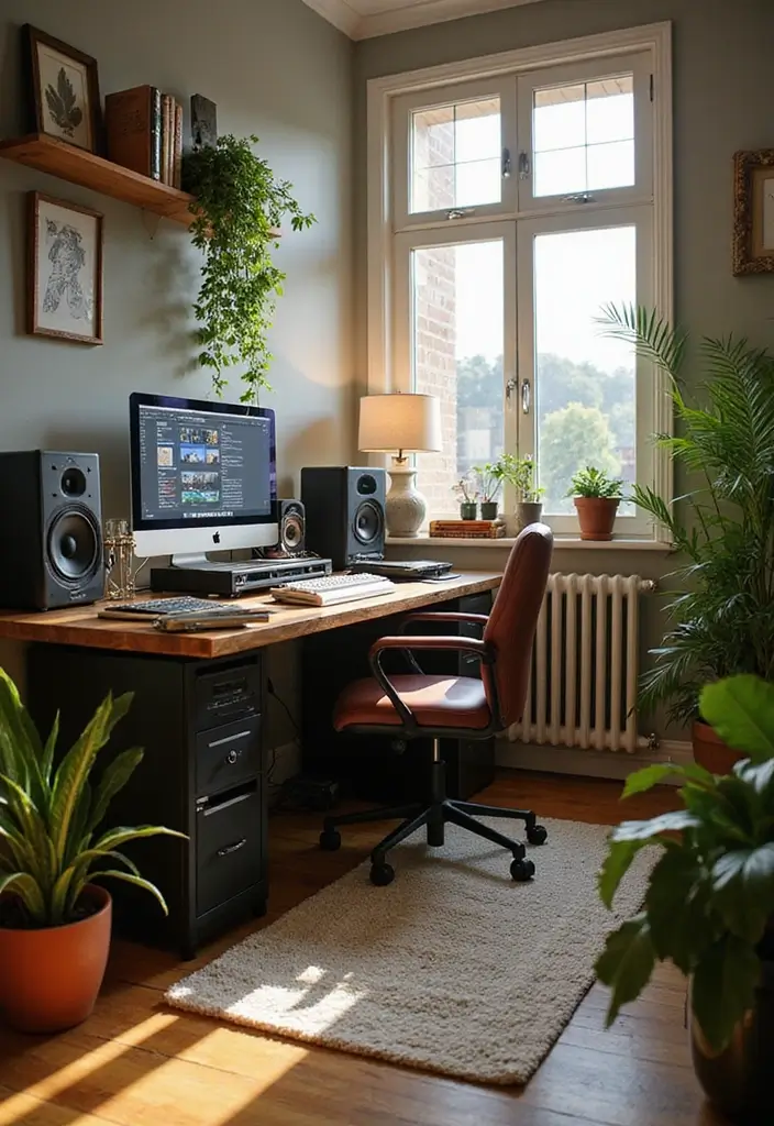 50+ Home Office Decor Ideas for a Stylish Workspace - 43. Incorporating Music into Your Space