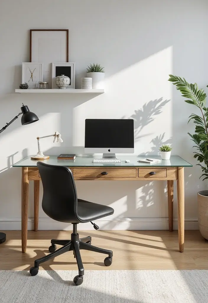 51+ Executive Desk Ideas for Your Home Office - 23. Elegant Glass and Wood Combo Desk