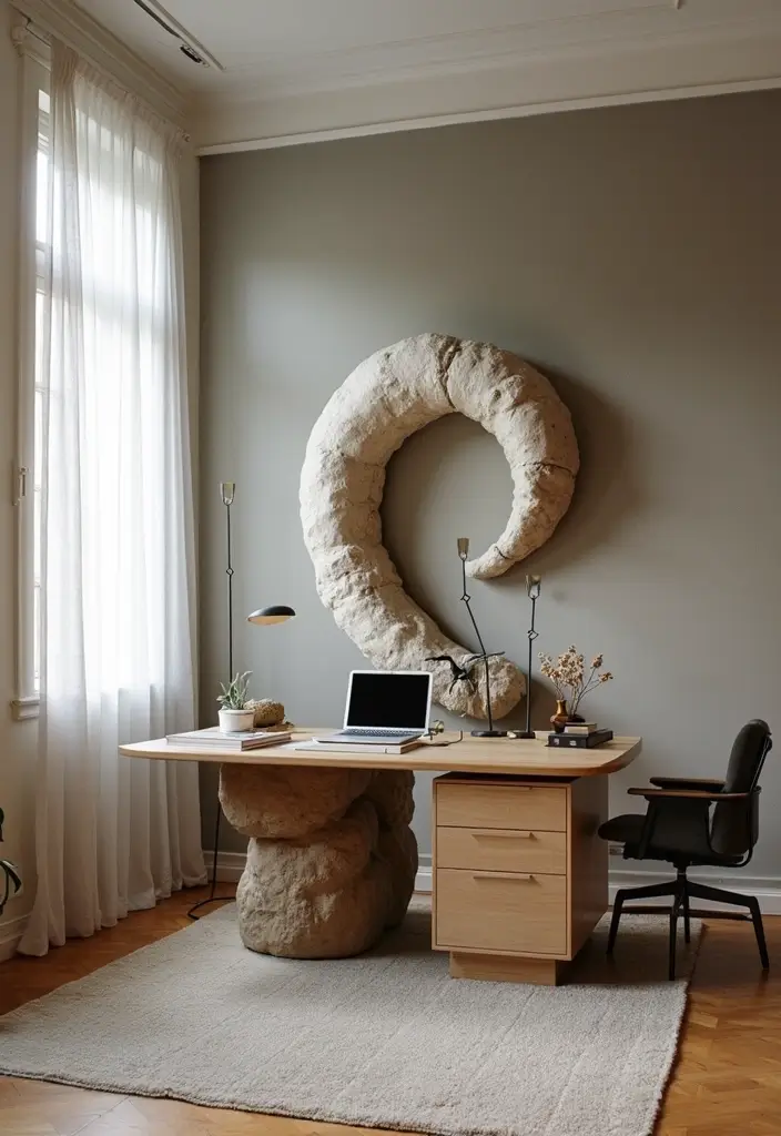 51+ Executive Desk Ideas for Your Home Office - 24. Artistic Sculpture Desk