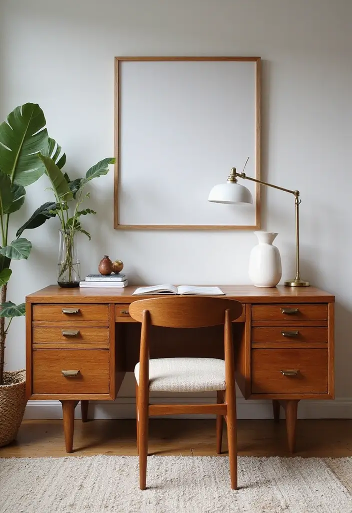 51+ Executive Desk Ideas for Your Home Office - 29. Mid-Century Modern Desk