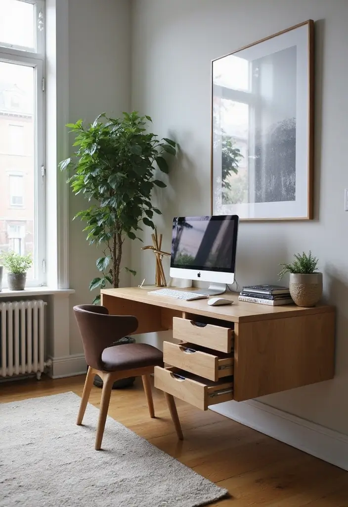 51+ Executive Desk Ideas for Your Home Office - 33. Floating Drawer Desk
