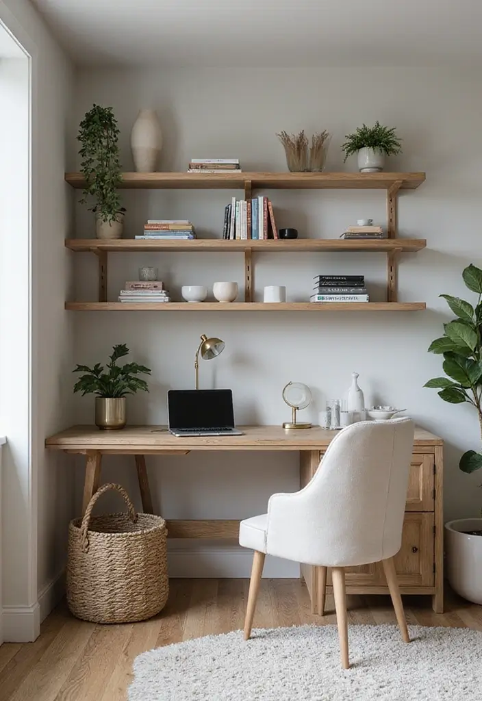 51+ Executive Desk Ideas for Your Home Office - 34. Corner Shelving Desk