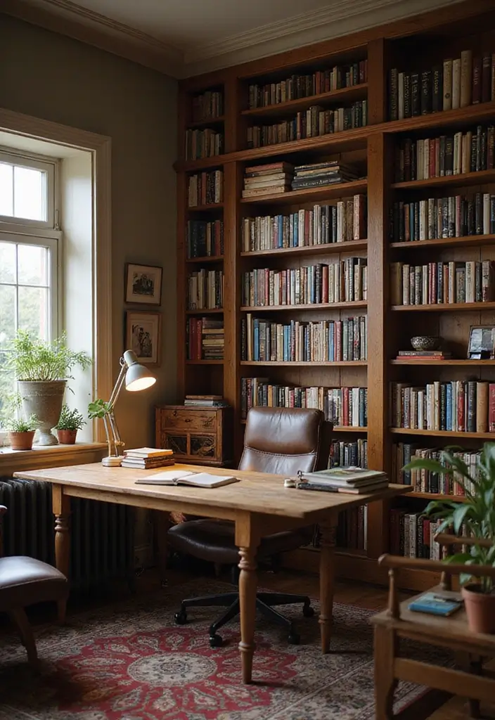 51+ Executive Desk Ideas for Your Home Office - 45. Home Office Library Desk