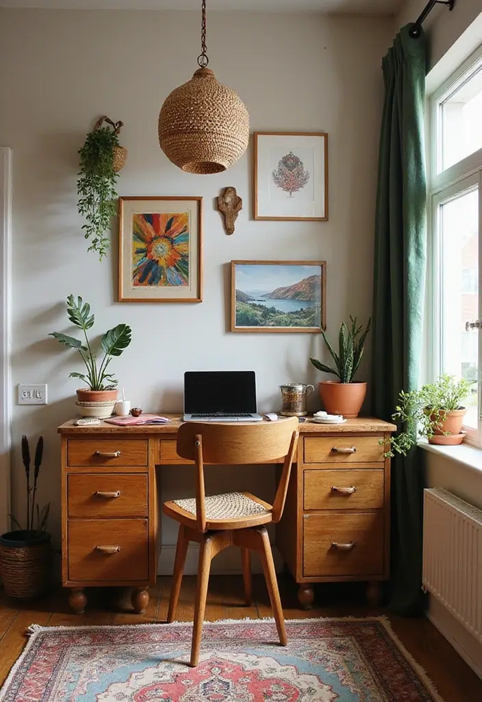 51+ Executive Desk Ideas for Your Home Office - 46. Bohemian Chic Desk