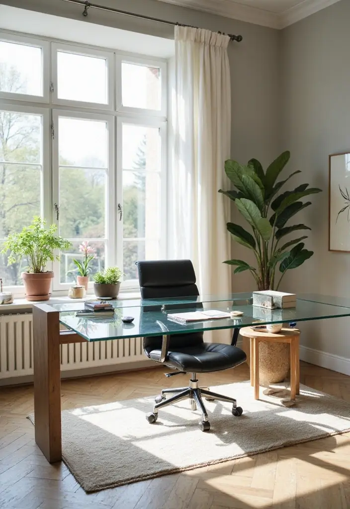 51+ Executive Desk Ideas for Your Home Office - 5. Eco-Friendly Glass Desk