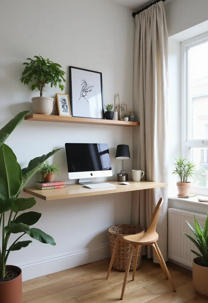 51+ Executive Desk Ideas for Your Home Office - 7. Floating Desk Space Saver