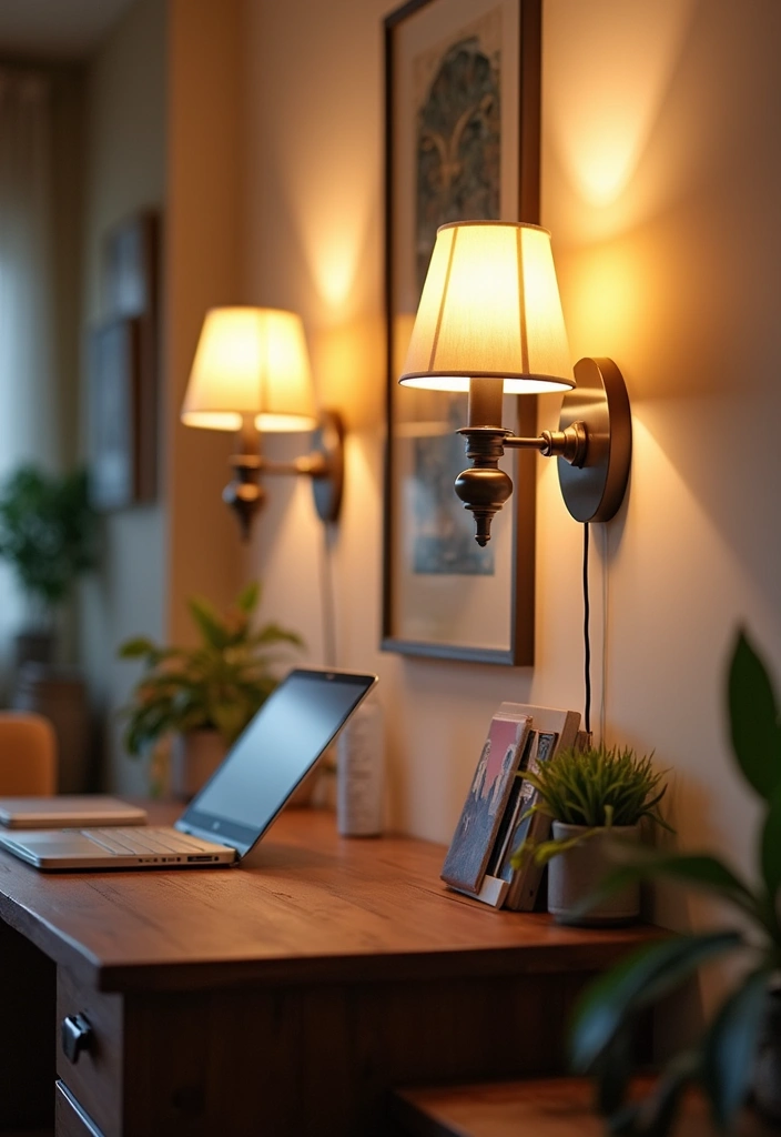 52+ Home Office Lighting Ideas for Focus and Ambience - 14. Wall Sconces for Soft Light