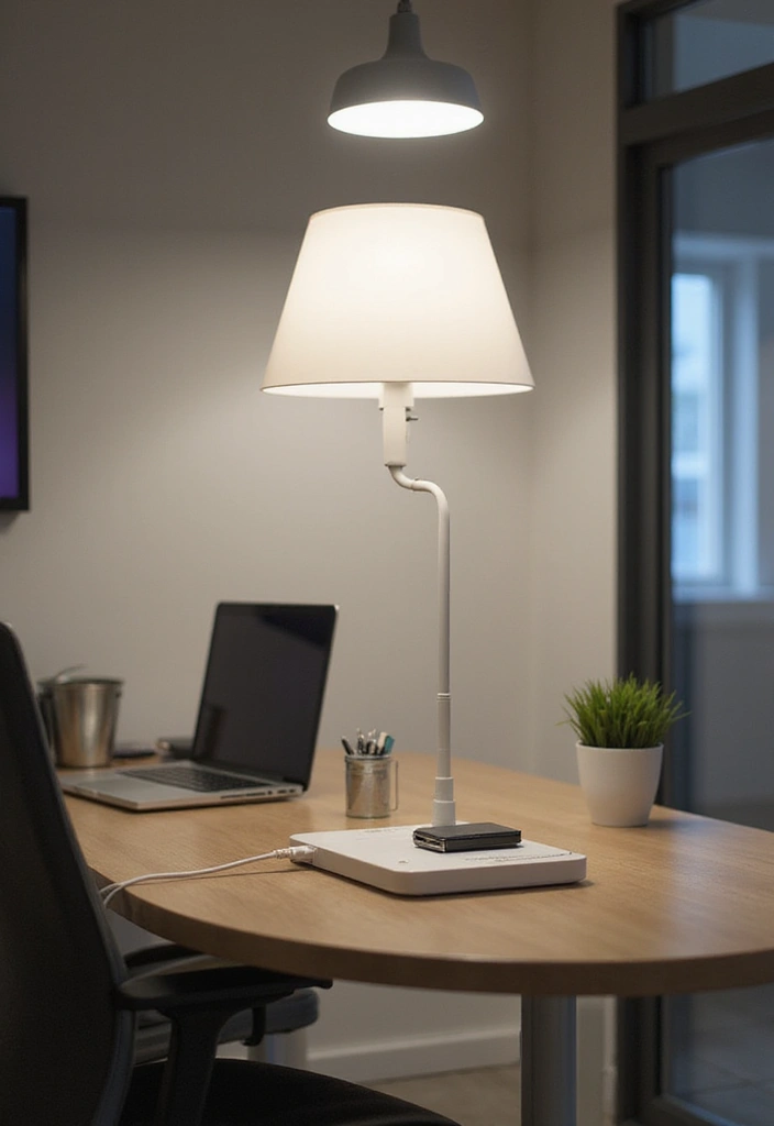 52+ Home Office Lighting Ideas for Focus and Ambience - 20. Multi-functional Light Fixtures