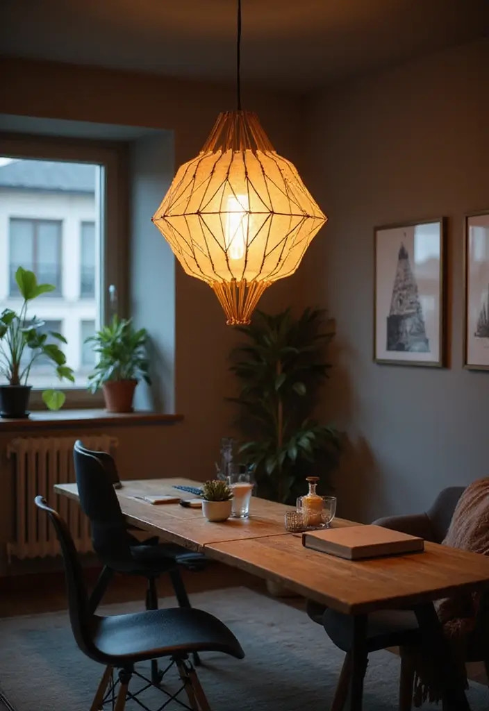 52+ Home Office Lighting Ideas for Focus and Ambience - 21. Geometric Light Designs