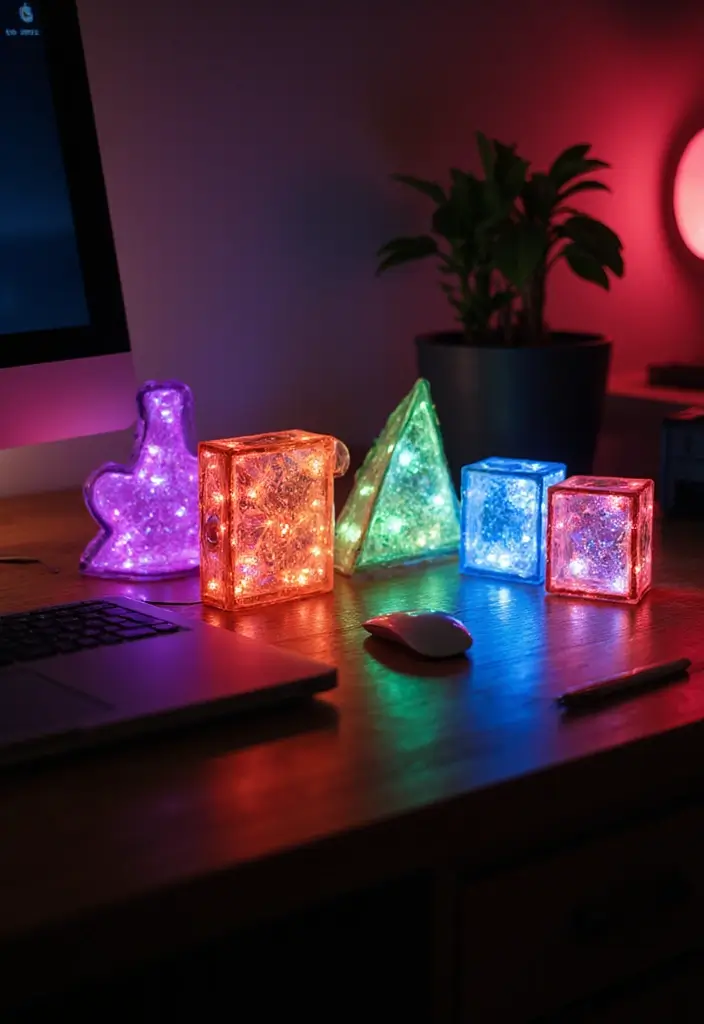52+ Home Office Lighting Ideas for Focus and Ambience - 22. Light Blocks for Creative Spaces