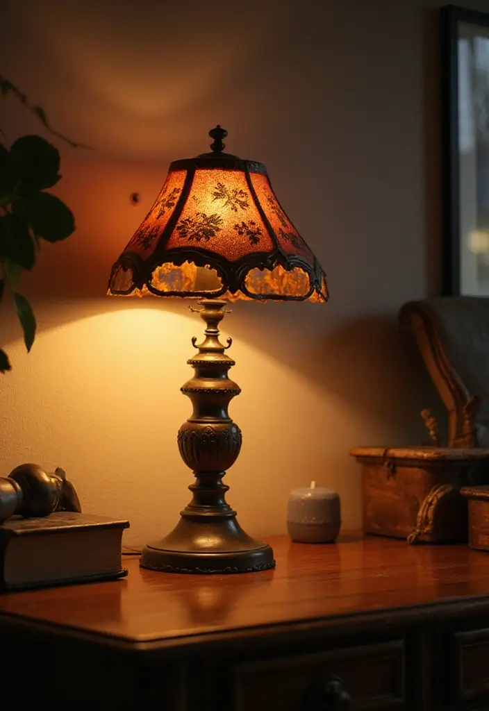 52+ Home Office Lighting Ideas for Focus and Ambience - 24. Retro Table Lamps