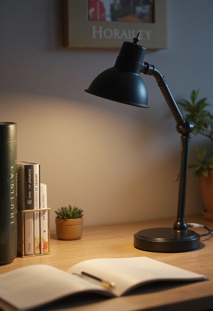 52+ Home Office Lighting Ideas for Focus and Ambience - 29. Battery-Operated Lights