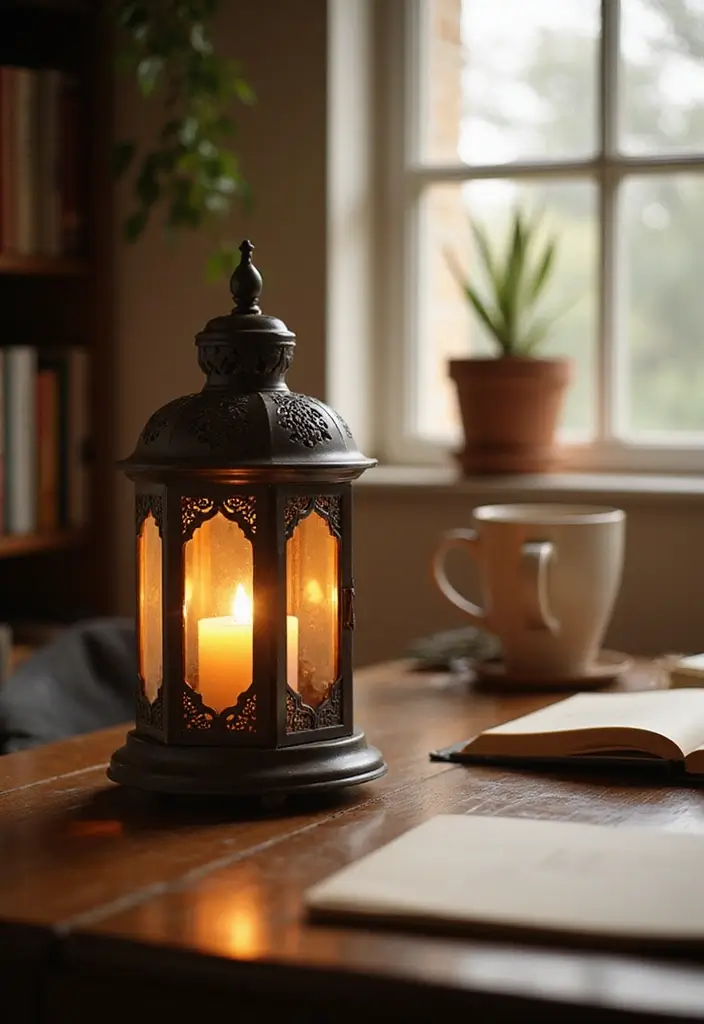 52+ Home Office Lighting Ideas for Focus and Ambience - 30. Decorative Lanterns