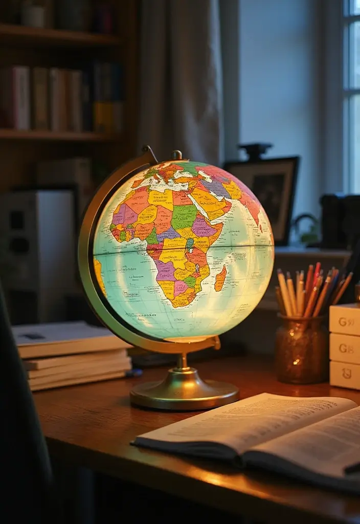 52+ Home Office Lighting Ideas for Focus and Ambience - 32. Light-Up Globes