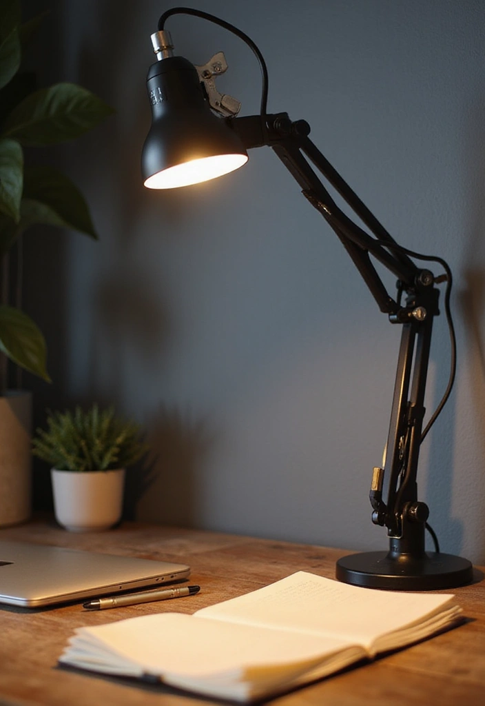 52+ Home Office Lighting Ideas for Focus and Ambience - 34. Adjustable Clip-On Lights