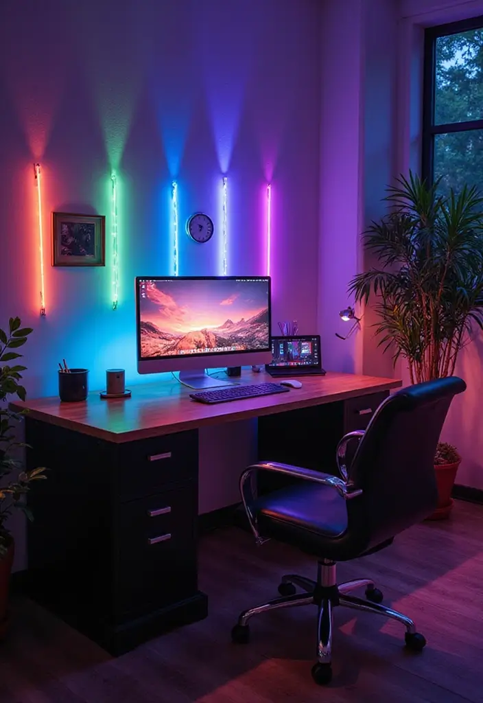 52+ Home Office Lighting Ideas for Focus and Ambience - 40. Fiber Optic Lights