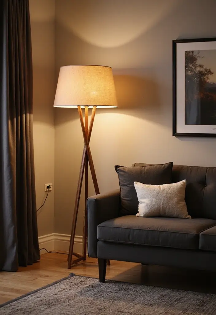 52+ Home Office Lighting Ideas for Focus and Ambience - 46. Statement Floor Lamps