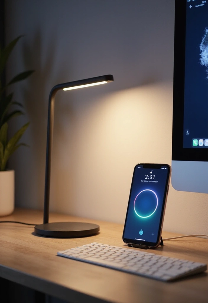 52+ Home Office Lighting Ideas for Focus and Ambience - 5. Smart Light Solutions