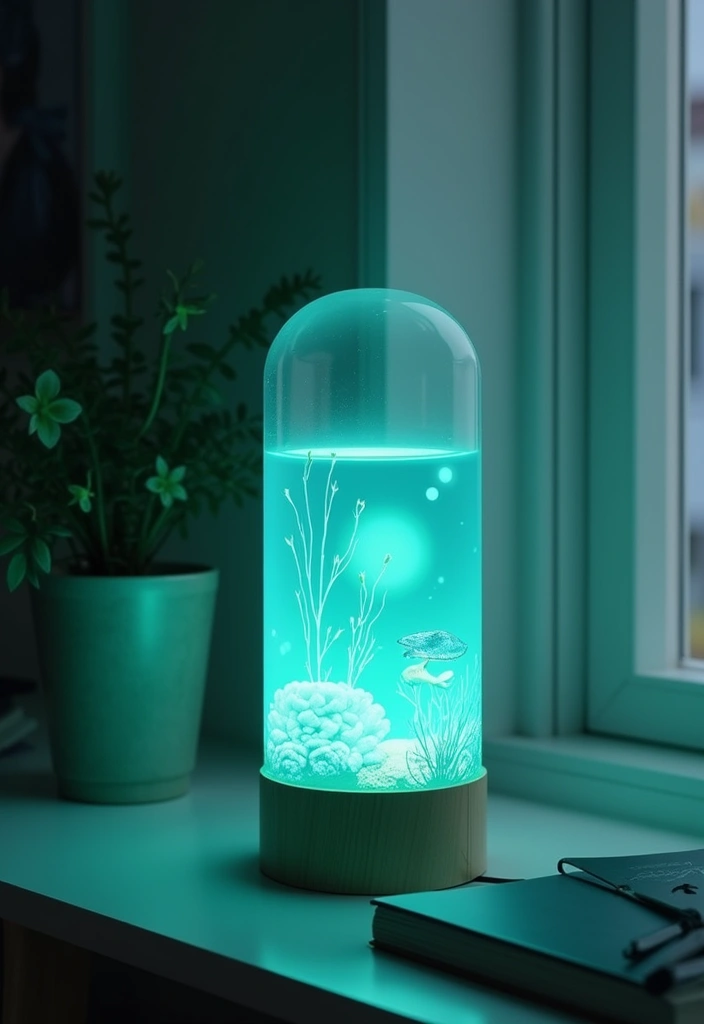 52+ Home Office Lighting Ideas for Focus and Ambience - 50. Underwater-Inspired Lighting