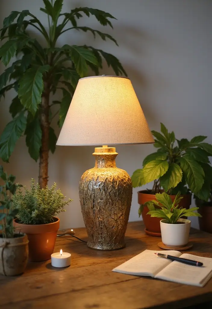 52+ Home Office Lighting Ideas for Focus and Ambience - 6. Recycled Material Lamps