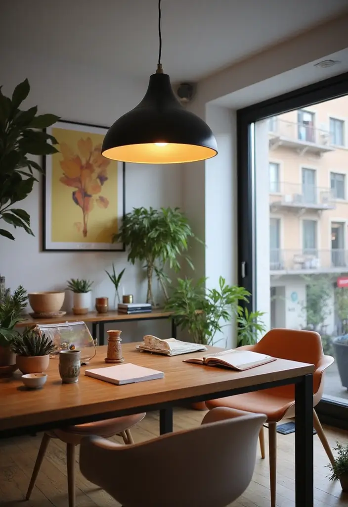 52+ Home Office Lighting Ideas for Focus and Ambience - 9. Pendant Lights for Style