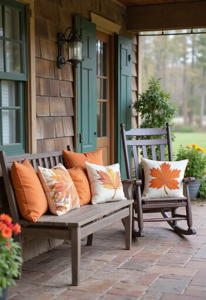 53+ Fall Front Porch Decor Ideas to Welcome the Season - 12. Seasonal Pillows