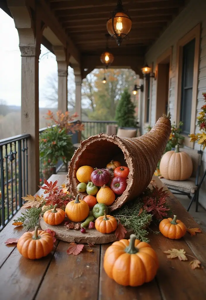 53+ Fall Front Porch Decor Ideas to Welcome the Season - 23. Cornucopia Centerpieces