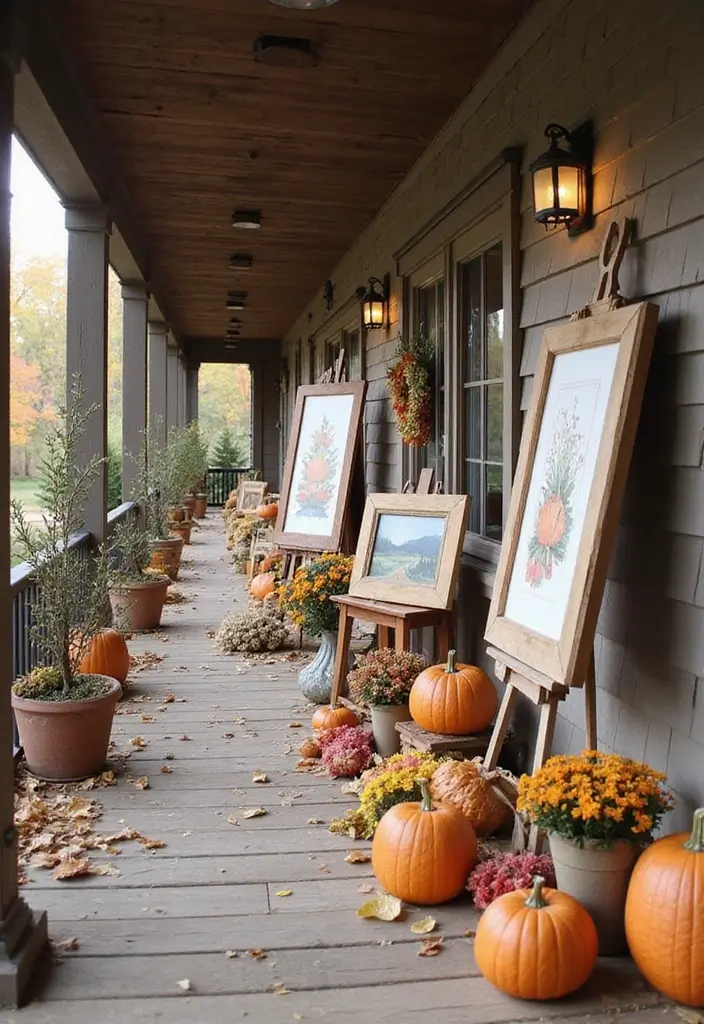 53+ Fall Front Porch Decor Ideas to Welcome the Season - 28. Fall-Themed Artwork