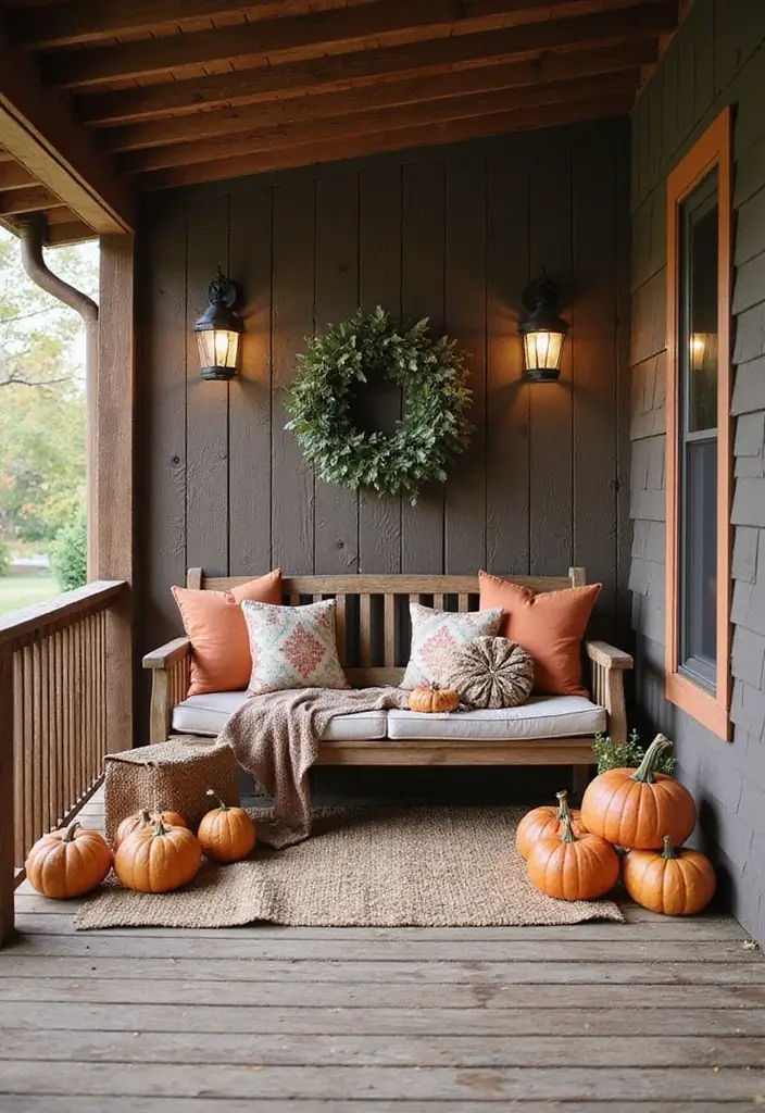 53+ Fall Front Porch Decor Ideas to Welcome the Season - 29. Cozy Nooks