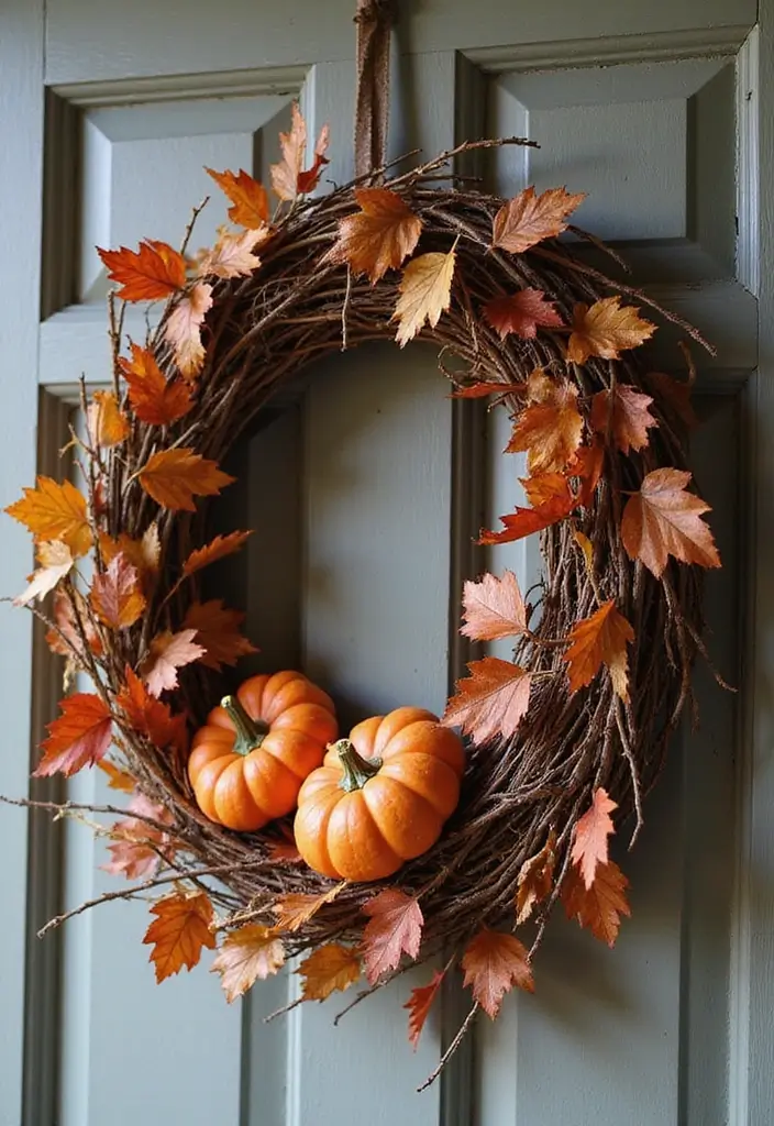 53+ Fall Front Porch Decor Ideas to Welcome the Season - 3. Wreath Wonders