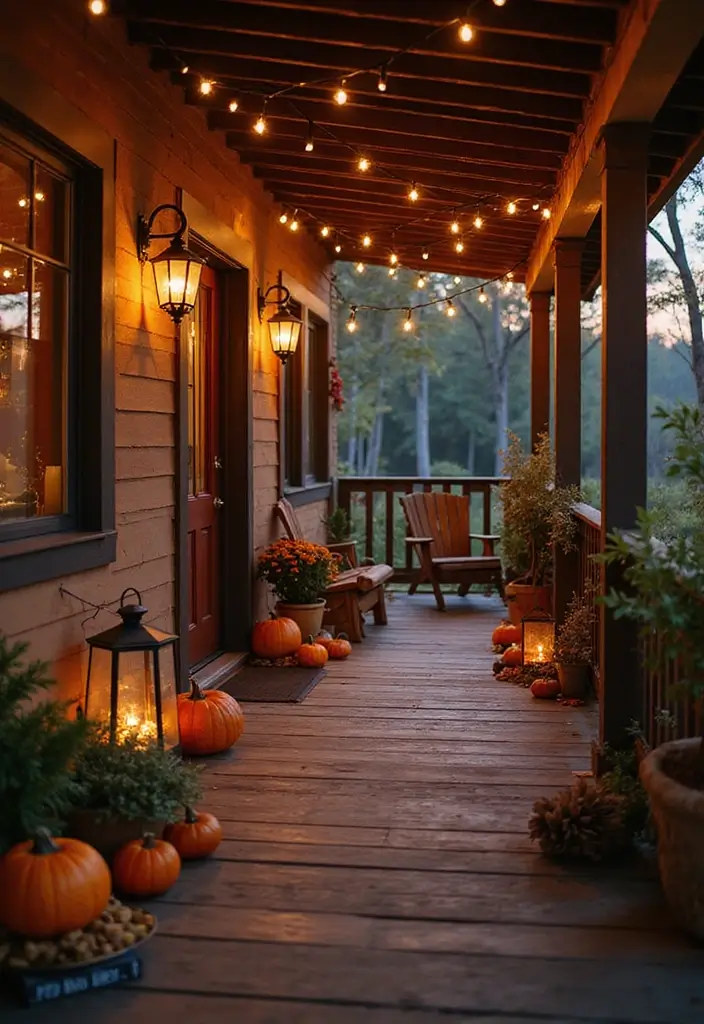 53+ Fall Front Porch Decor Ideas to Welcome the Season - 4. Lanterns and Lights
