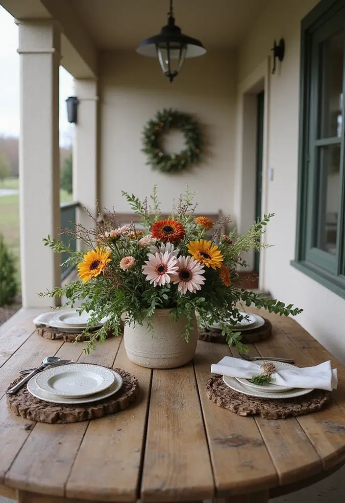53+ Fall Front Porch Decor Ideas to Welcome the Season - 41. Nature-Themed Table Centerpieces