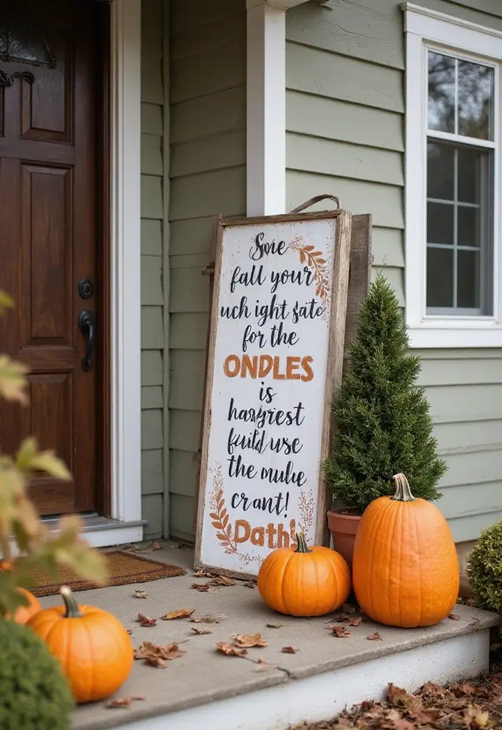 53+ Fall Front Porch Decor Ideas to Welcome the Season - 8. Decorative Signs