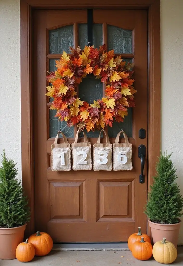 54+ Fall Door Decor Ideas to Make a Statement - 25. Thanksgiving Countdown Wreath