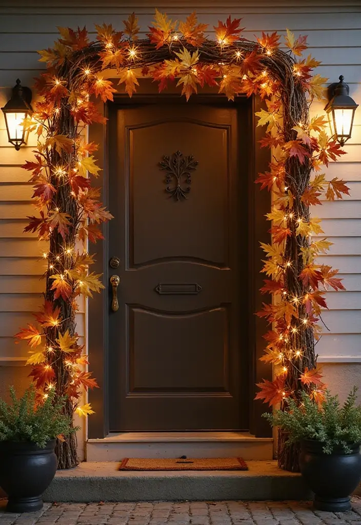 54+ Fall Door Decor Ideas to Make a Statement - 33. Tree Branch Garlands