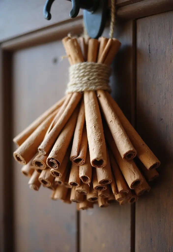 54+ Fall Door Decor Ideas to Make a Statement - 34. Cinnamon Stick Bundles
