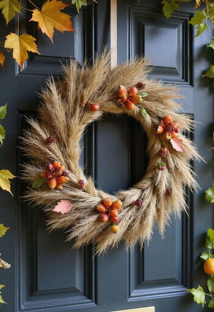54+ Fall Door Decor Ideas to Make a Statement - 36. Natural Fiber Wreath