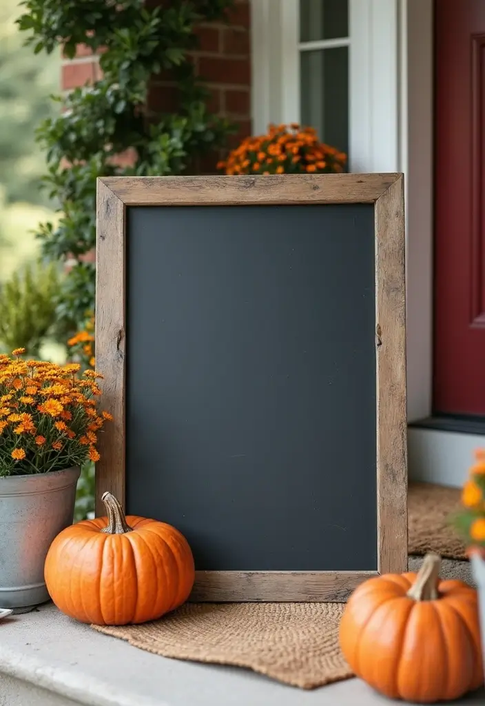 54+ Fall Door Decor Ideas to Make a Statement - 41. Customizable Chalkboard Sign