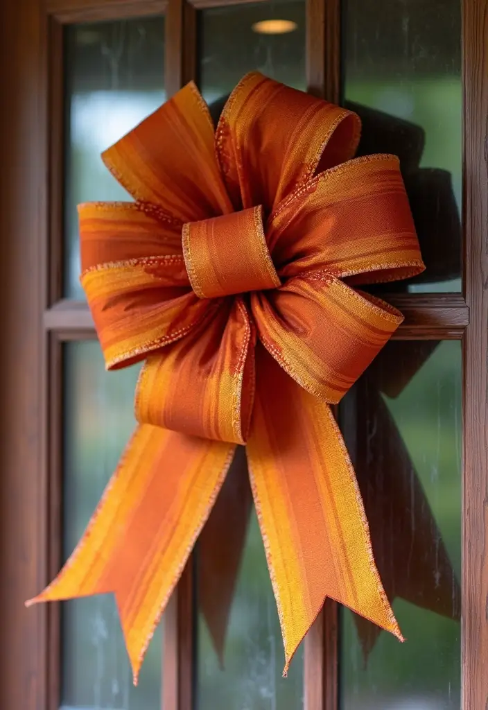 54+ Fall Door Decor Ideas to Make a Statement - 46. Seasonal Decorative Bow