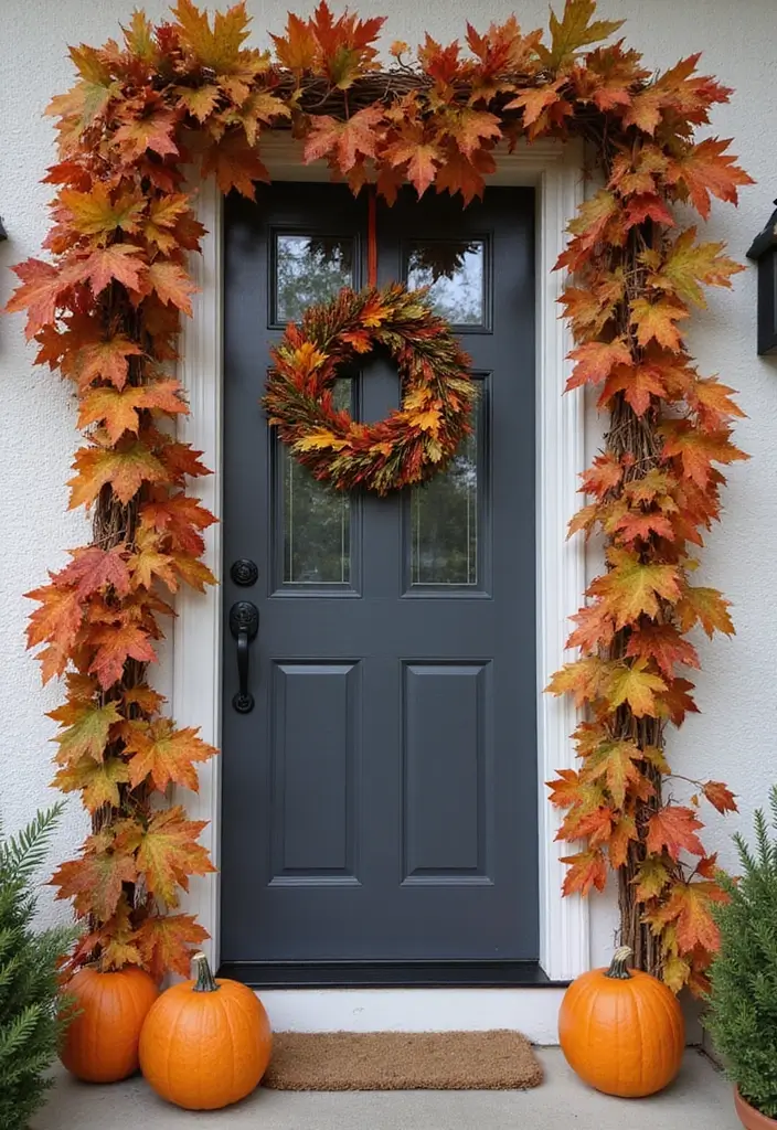 54+ Fall Door Decor Ideas to Make a Statement - 53. Autumn Accented Door Frame