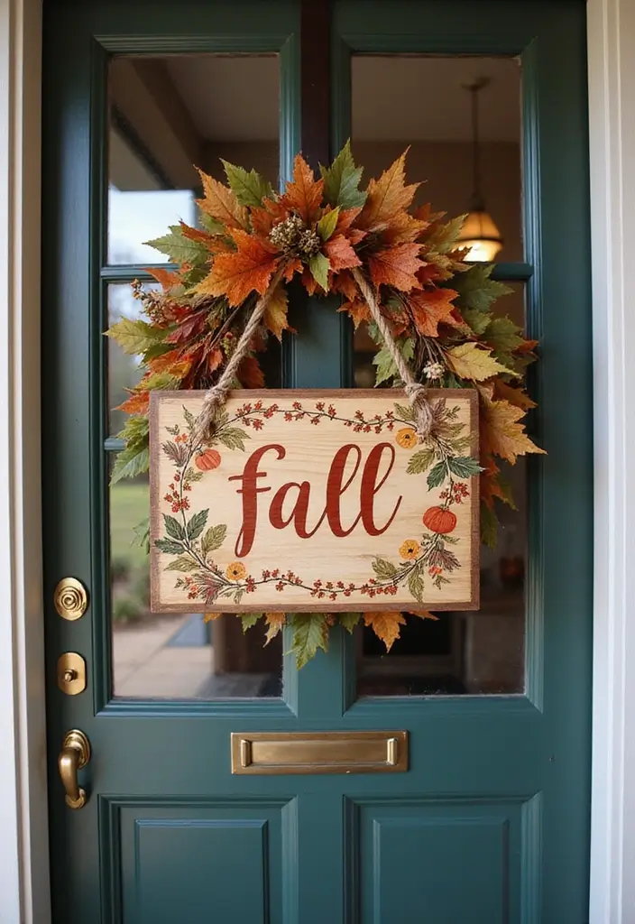 54+ Fall Door Decor Ideas to Make a Statement - 7. Fall-Themed Signs