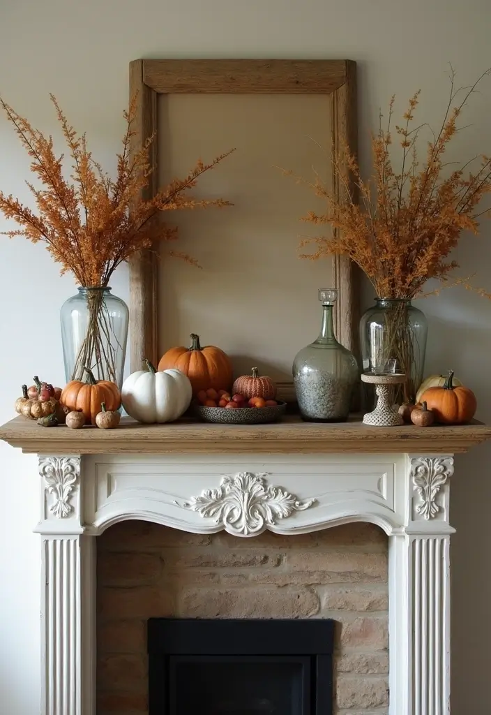 55+ Fall Mantel Decor Ideas for a Cozy Home - 22. Vintage Glassware