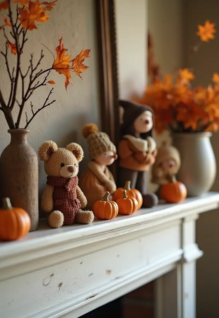 55+ Fall Mantel Decor Ideas for a Cozy Home - 24. Collectible Figurines