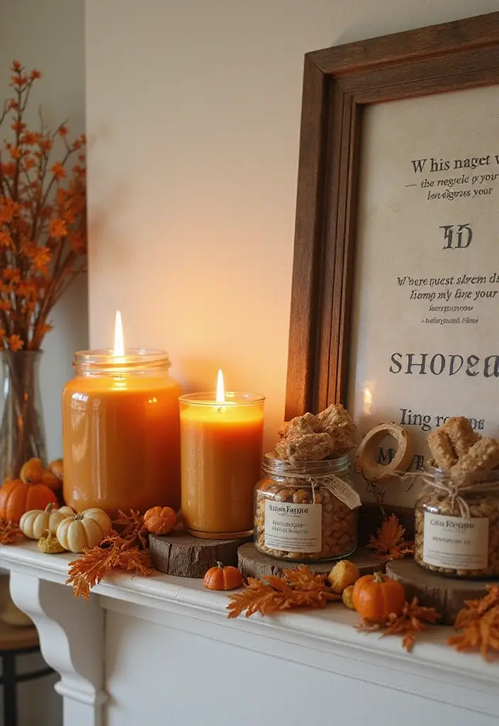55+ Fall Mantel Decor Ideas for a Cozy Home - 33. Pumpkin Spice Everything