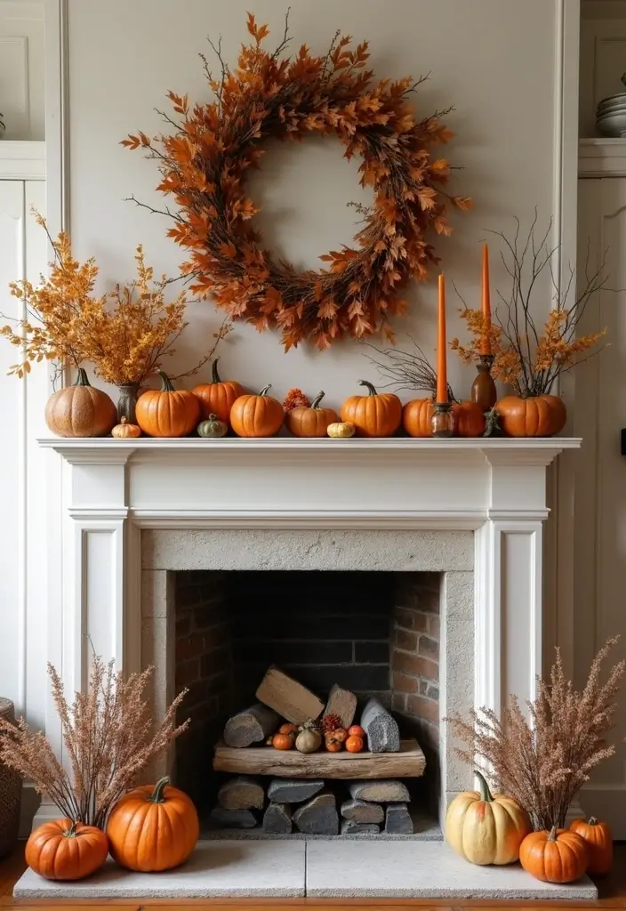 55+ Fall Mantel Decor Ideas for a Cozy Home - 34. Leafy Accents