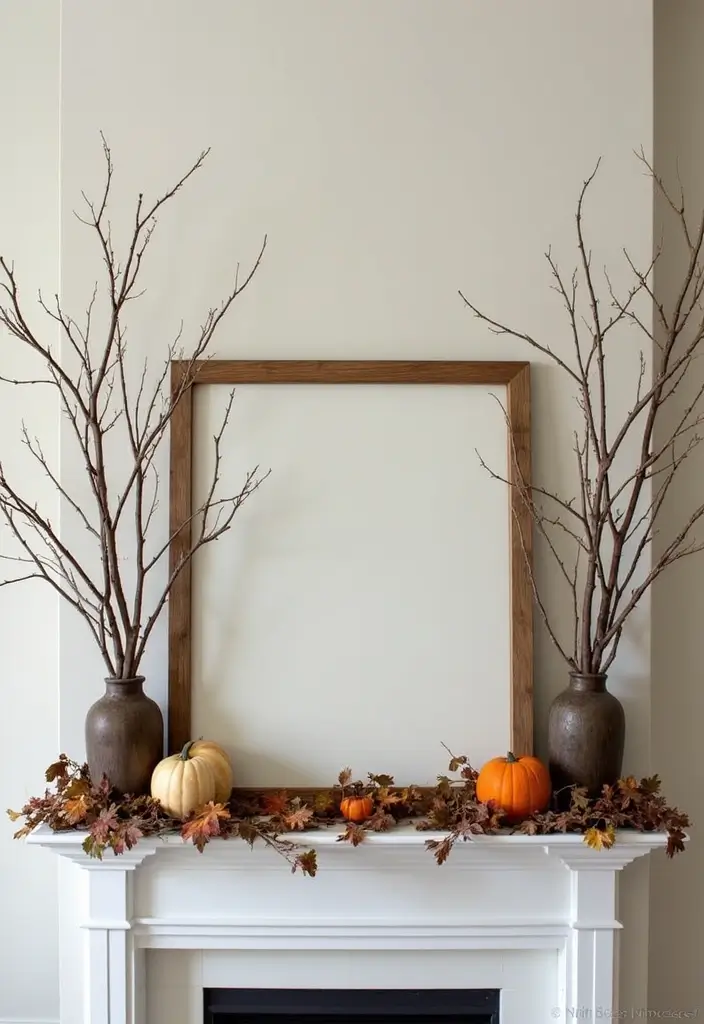 55+ Fall Mantel Decor Ideas for a Cozy Home - 41. Twig and Branch Accents