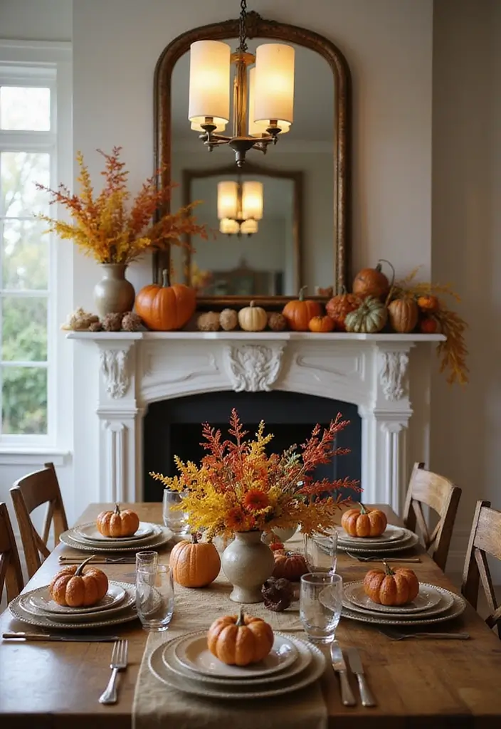 55+ Fall Mantel Decor Ideas for a Cozy Home - 47. Autumn-Themed Table Settings