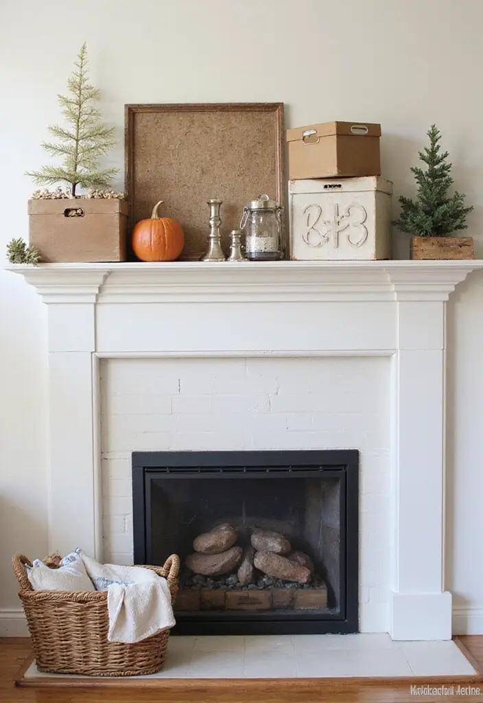 55+ Fall Mantel Decor Ideas for a Cozy Home - 48. Decorative Storage Boxes