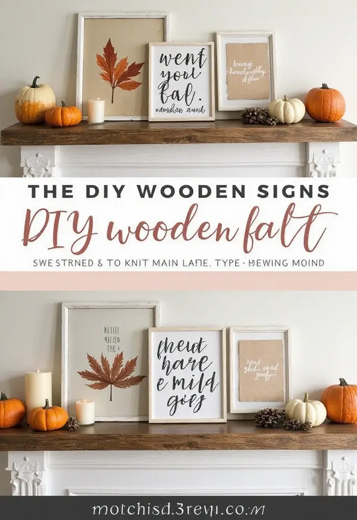 55+ Fall Mantel Decor Ideas for a Cozy Home - 5. DIY Rustic Signs
