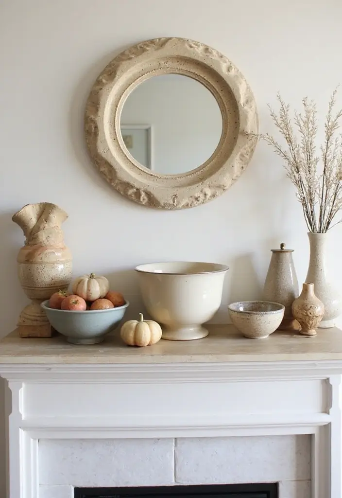 55+ Fall Mantel Decor Ideas for a Cozy Home - 52. Seasonal Mixing Bowls